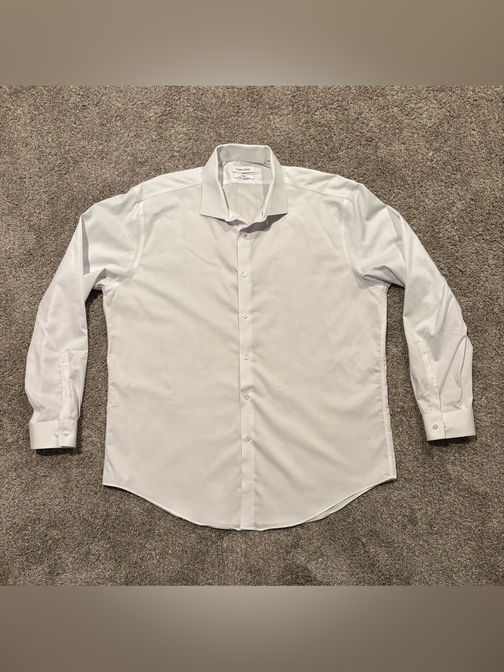 Calvin Klein Steel+ Men's Slim Fit Dress Shirt White Herringbone 17.5 34/35 XL